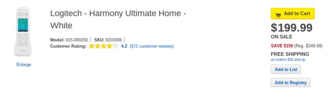 Fotografía - [Alerta Trato] Logitech Harmony Último Inicio remoto es de $ 200 hoy en Best Buy ($ 150 Off)